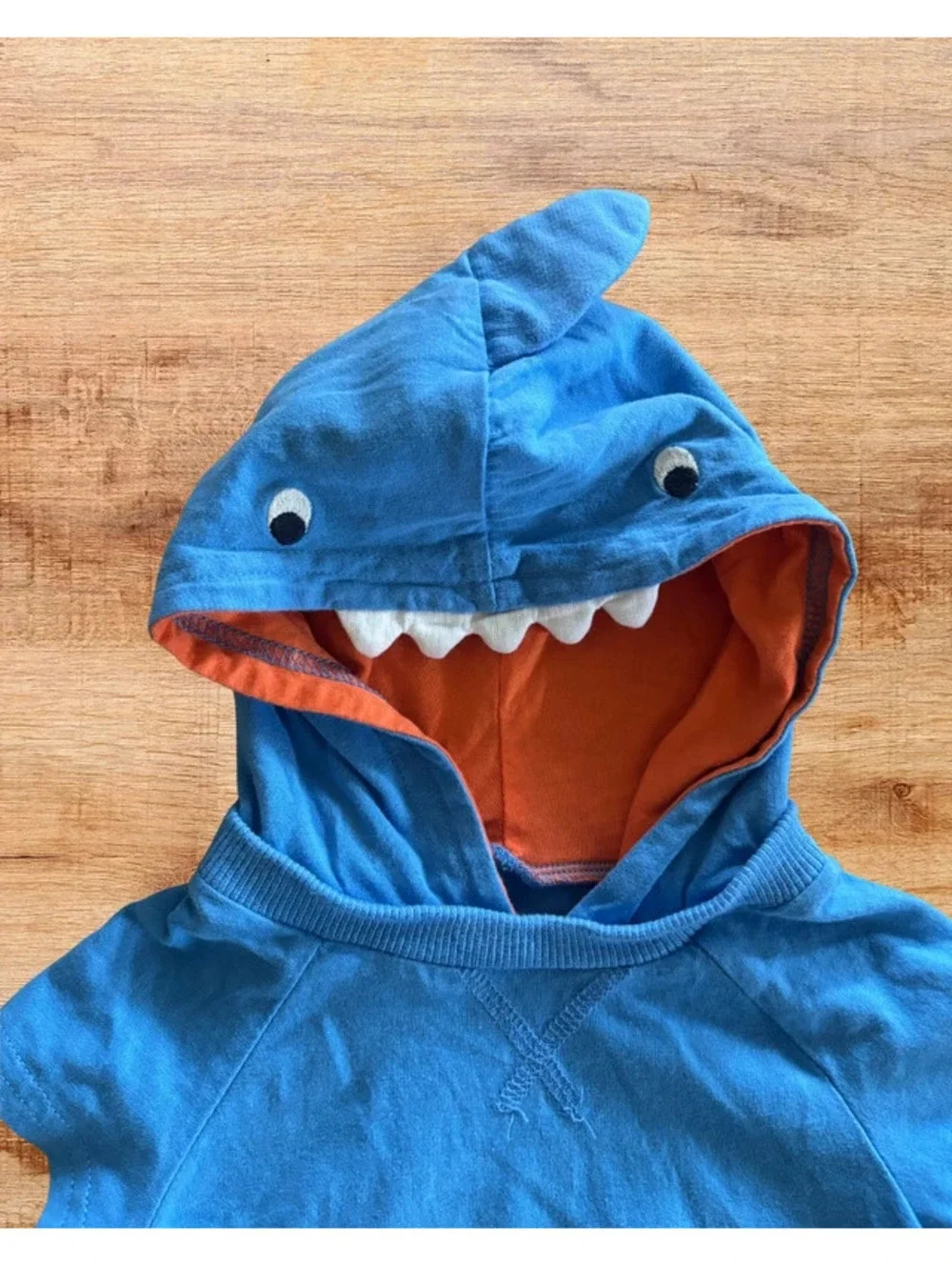 Carter’s 9M Baby Boy Blue Shark Hooded Romper One Piece Summer Outfit